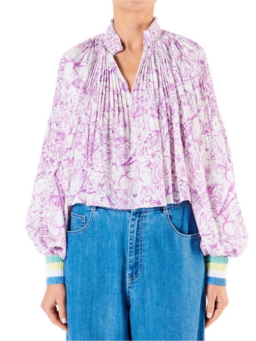 Tibi Floral Print Mock Neck Crop Top Size 2
NWT